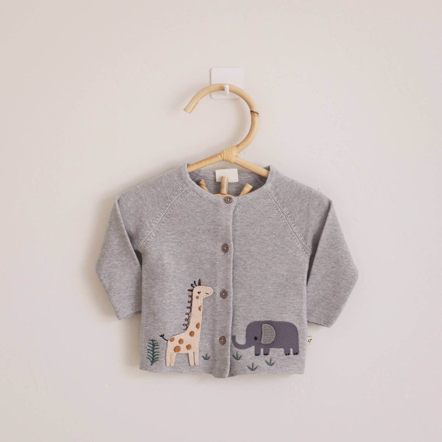 Vivarano Organics -Embroidered Baby Cardigan Sweater (Organic): Heather Grey