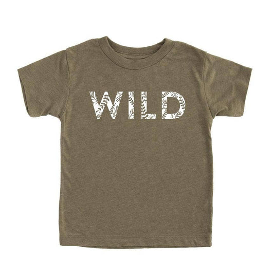 Nature Supply Co. USA Made - WILD T shirt- Kids Graphic Tee : Heather Olive