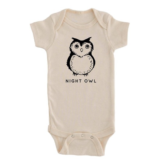 Nature Supply Co. - USA Made - 100% organic cotton - Night Owl Baby Bodysuit | Onesie : Cream