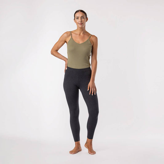 Maggies Organics - Organic Cotton Base Layer Ankle Leggings: Heather Grey