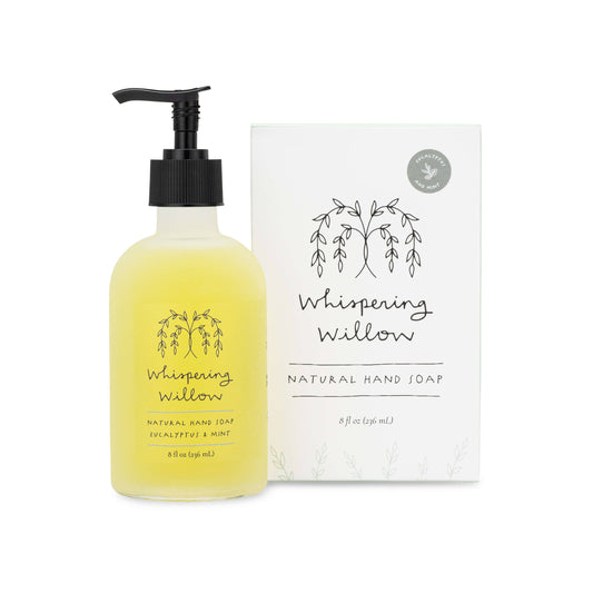 Whispering Willow - Eucalyptus & Mint Hand Soap - 8oz Glass Bottle - Gives back