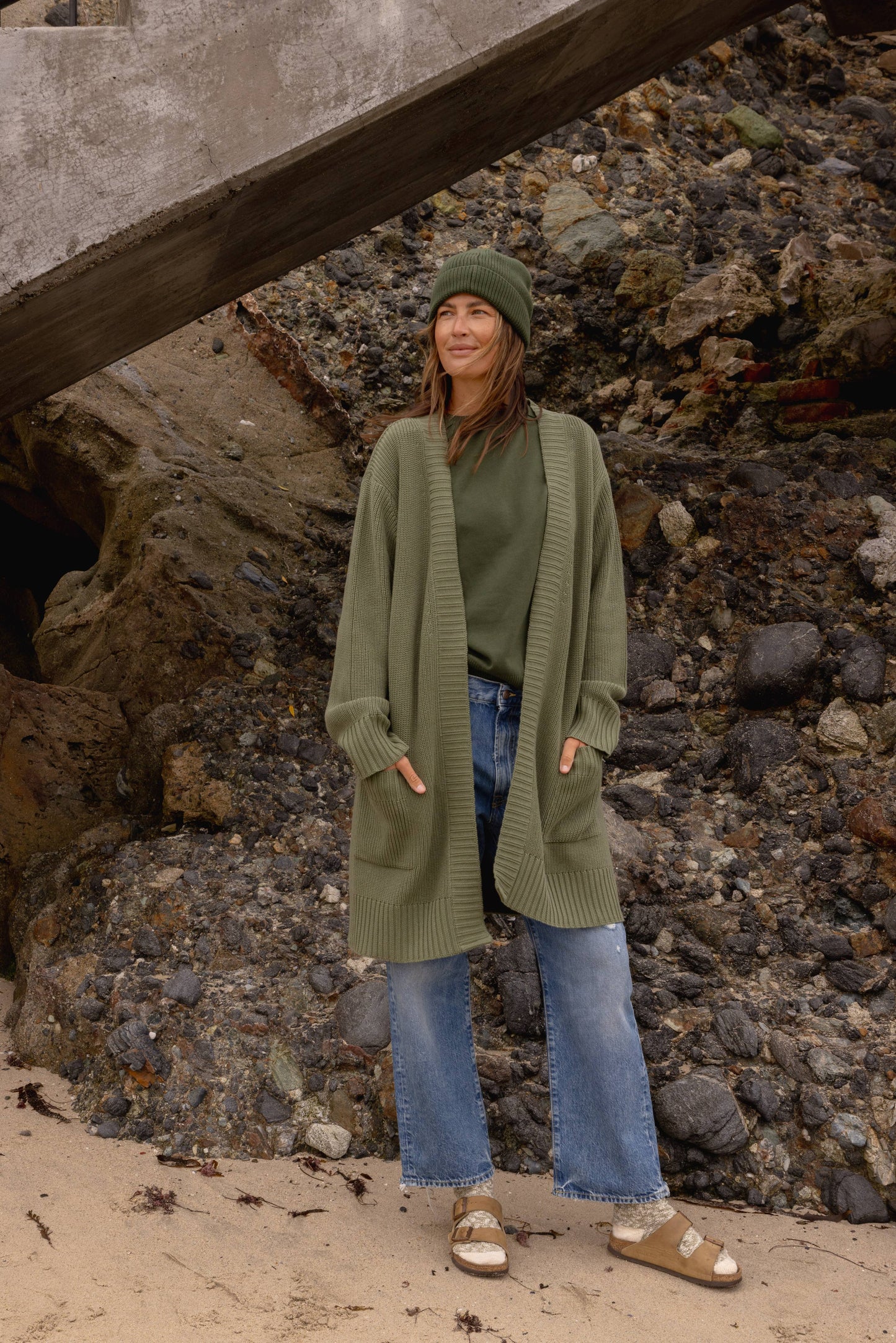 Organic Cotton - Cardigan Sweater: Pepper / S