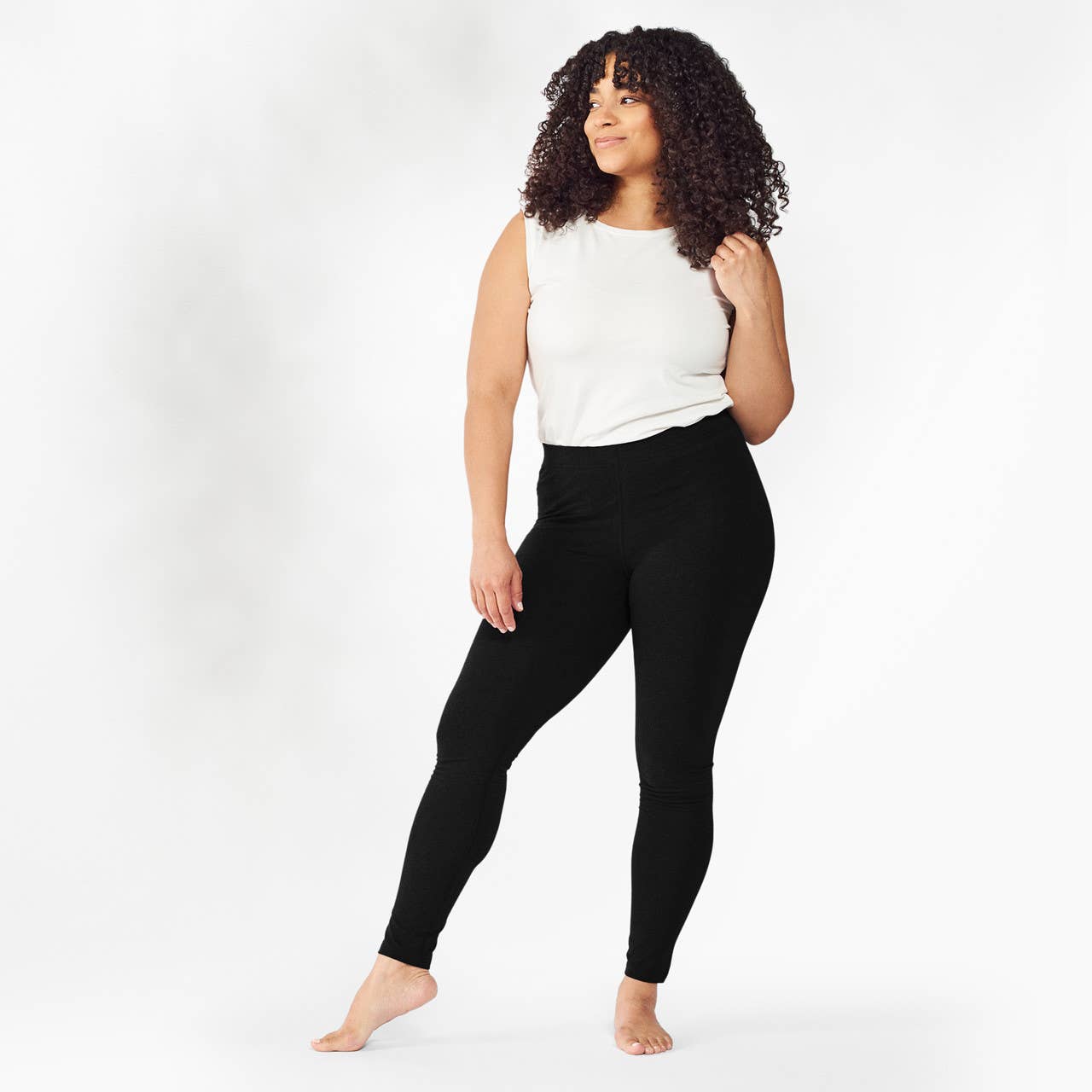 Maggies Organics - Organic Cotton Base Layer Ankle Leggings: Black