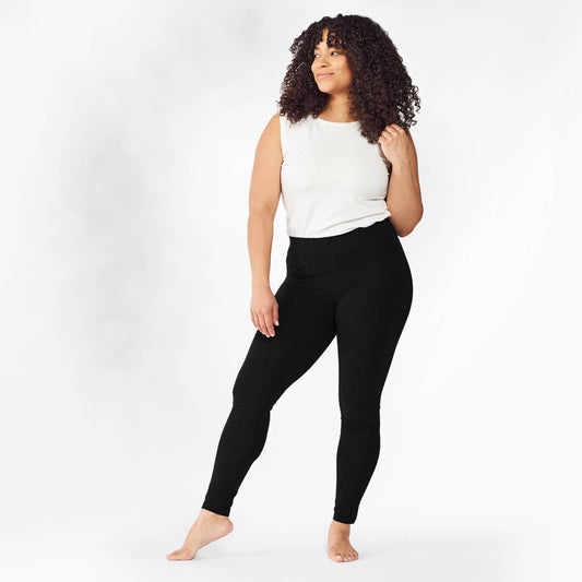 Maggies Organics - Organic Cotton Base Layer Ankle Leggings: Black