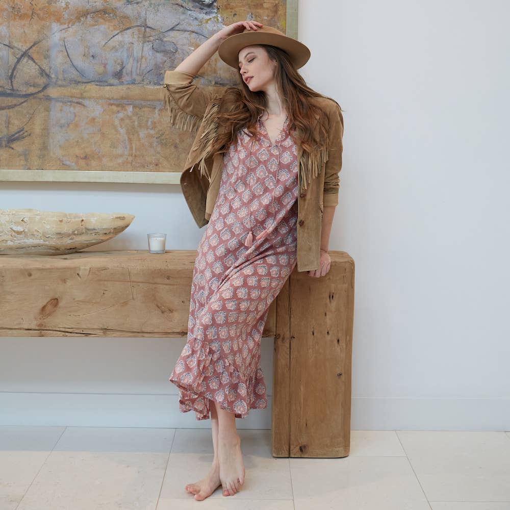 Block Printed Cotton Dress (Kaishori): L