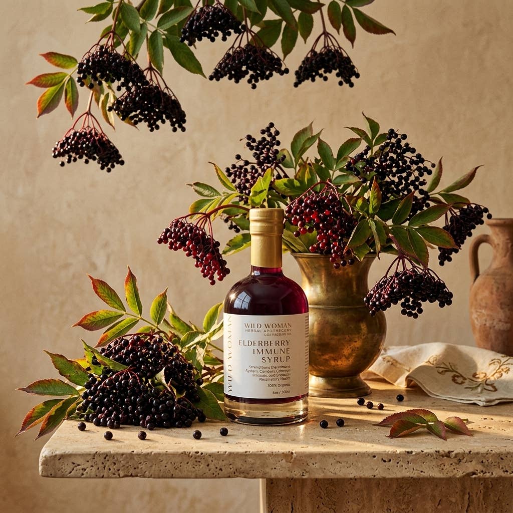 Wild Woman Herbal Apothecary - Elderberry Immune Syrup | Cold, Cough & Flu Seasonal Support