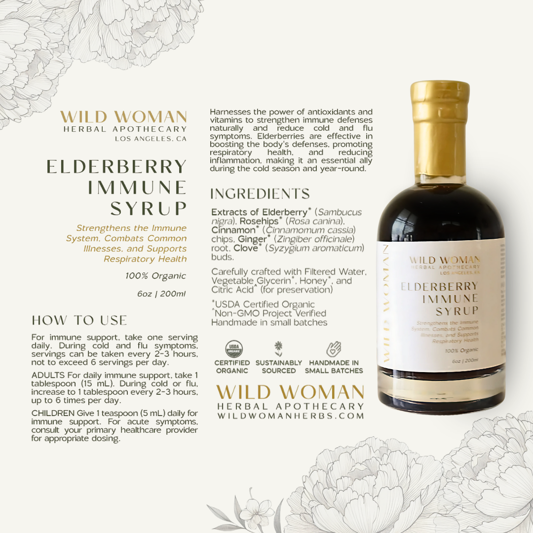Wild Woman Herbal Apothecary - Elderberry Immune Syrup | Cold, Cough & Flu Seasonal Support