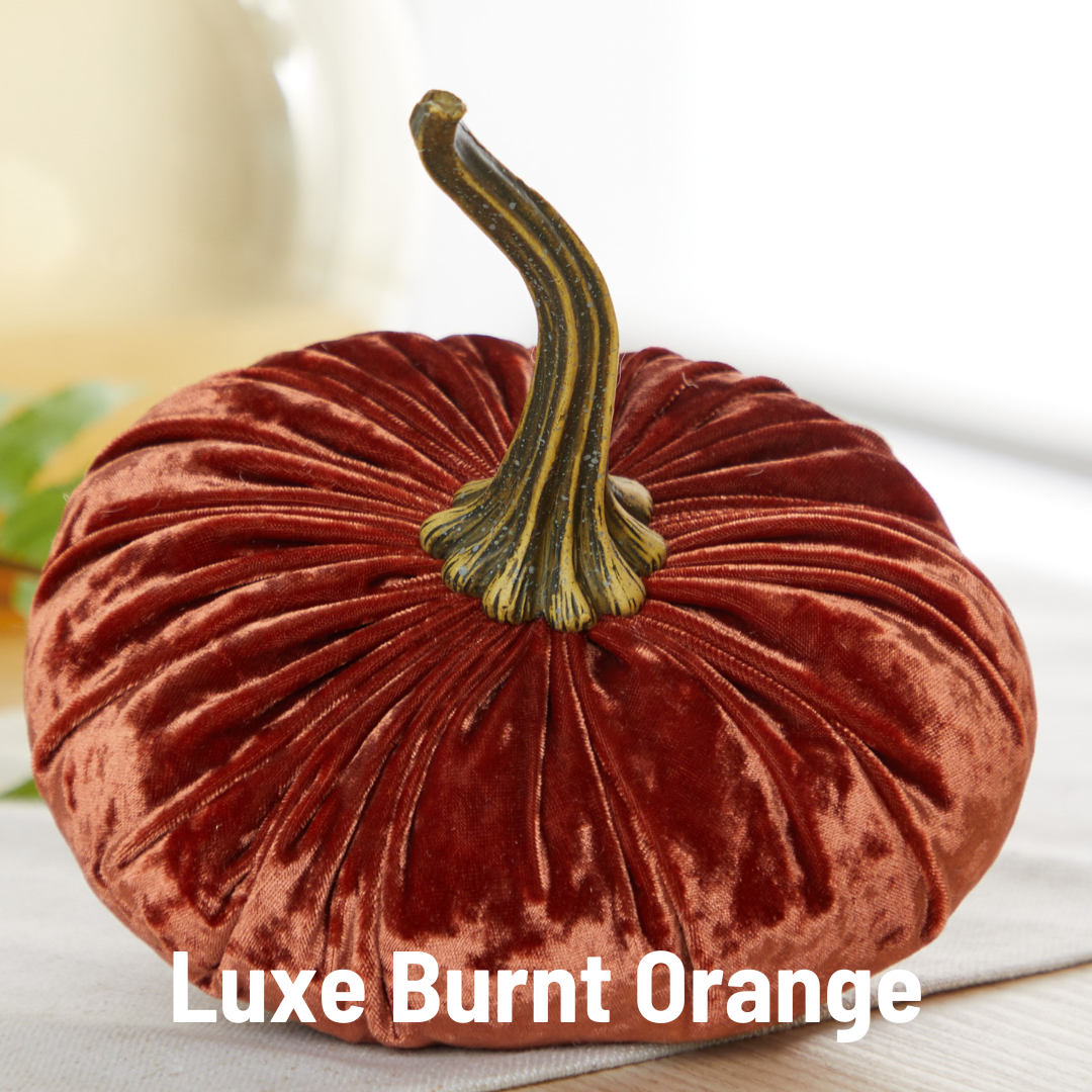 Your Heart's Content - USA Made - Pumpkin Large Velvet, Fall Deco Luxe Burnt Orange