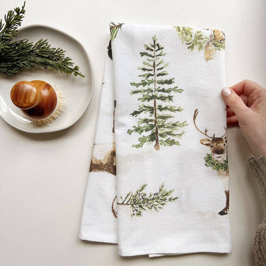 Emily Lex - Evergreen Christmas tea towel