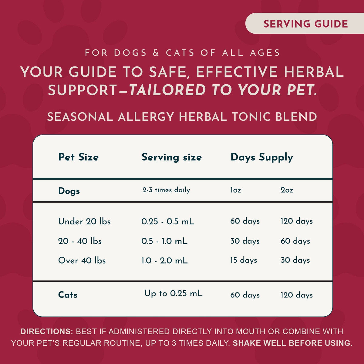 Seasonal Allergy Herbal Tonic | Maintains Normal Histamine Levels: 1oz