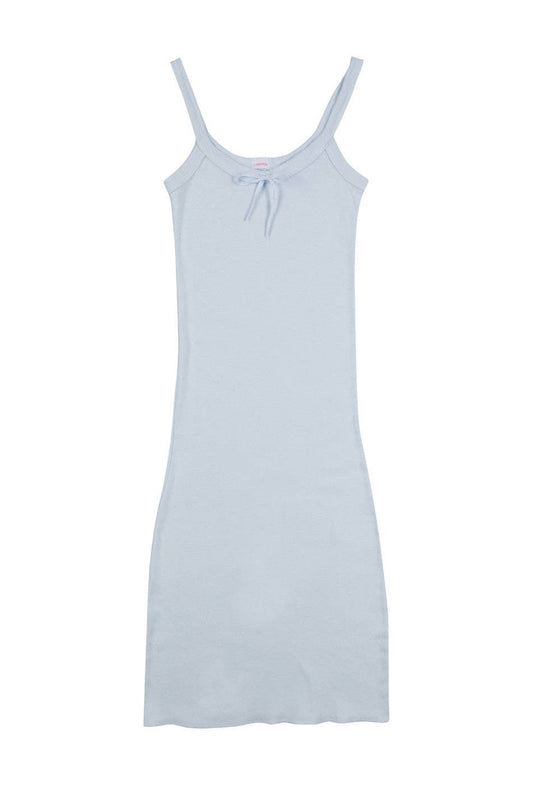 French Vintage Bow Organic Camisole Dress - Made in L.A..: Blue / S