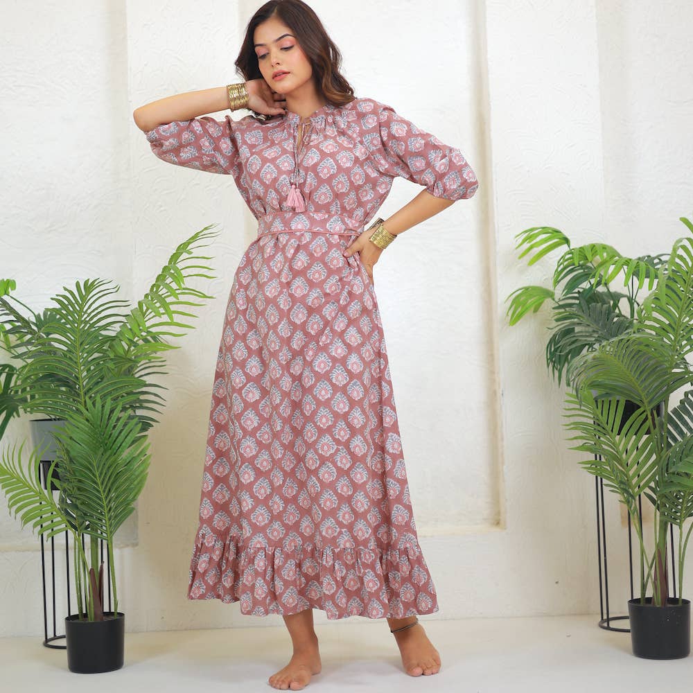 The Fox & The Mermaid - Block Printed Cotton Dress (Kaishori)