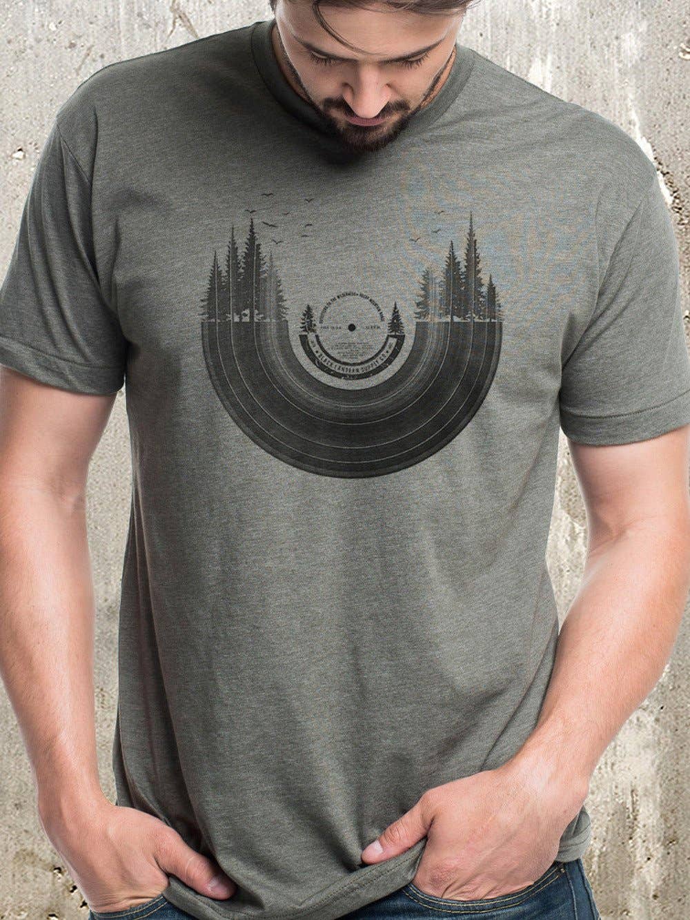 Black Lantern - Vinyl Record Forest T-Shirt: Heather Lieutenant / Large