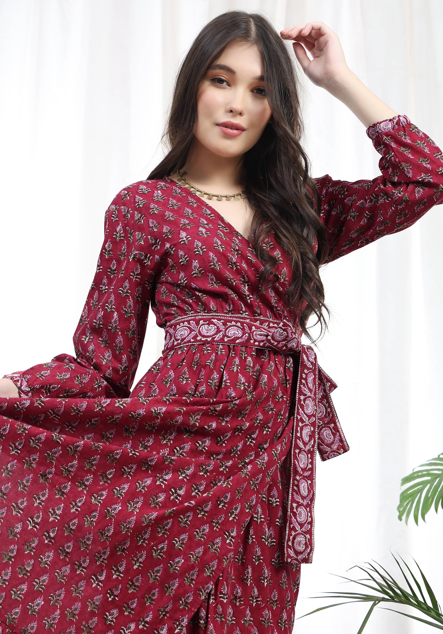 Block Printed Wrap Dress (Neesha): S