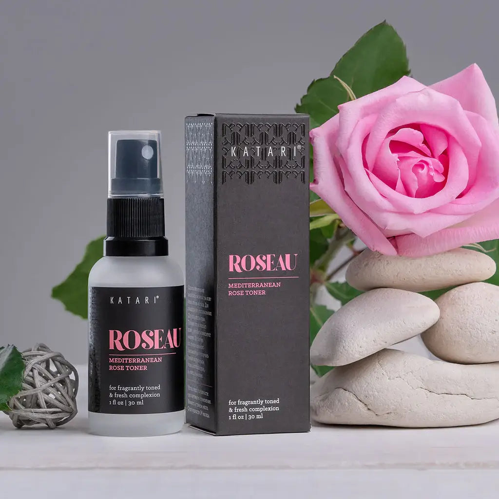 Katari Beauty. - Roseau Pure Vapor Distilled Rose Oil Water Facial Toner: 3.3 oz w/spray