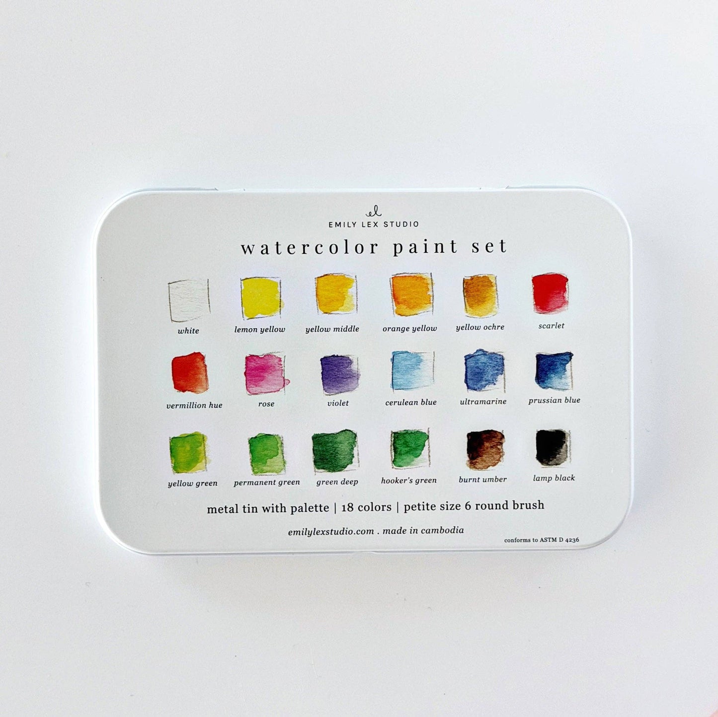 Emily Lex - Watercolor paint set 18 colors with brush