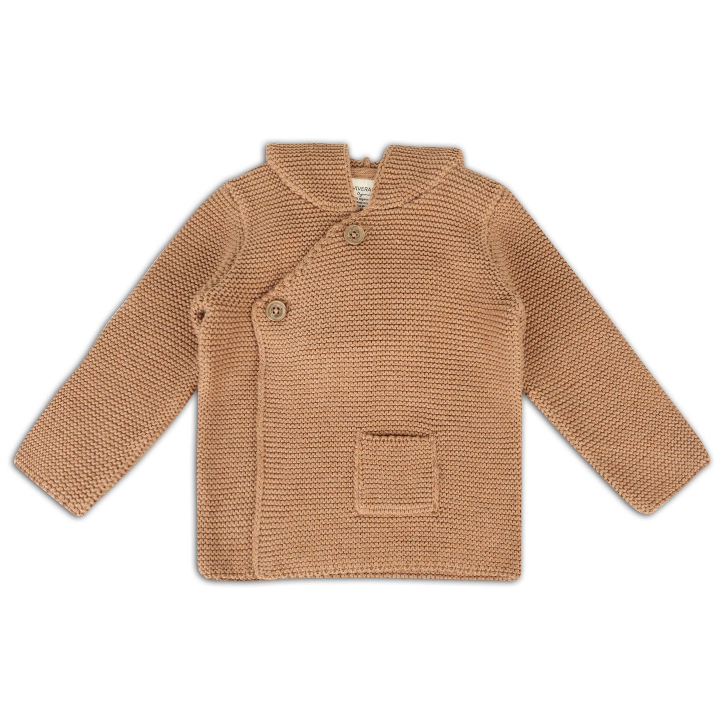 Vivarano Organics - Hooded Button & Pocket Sweater Knit Baby Jacket (Organic): Chai Spice