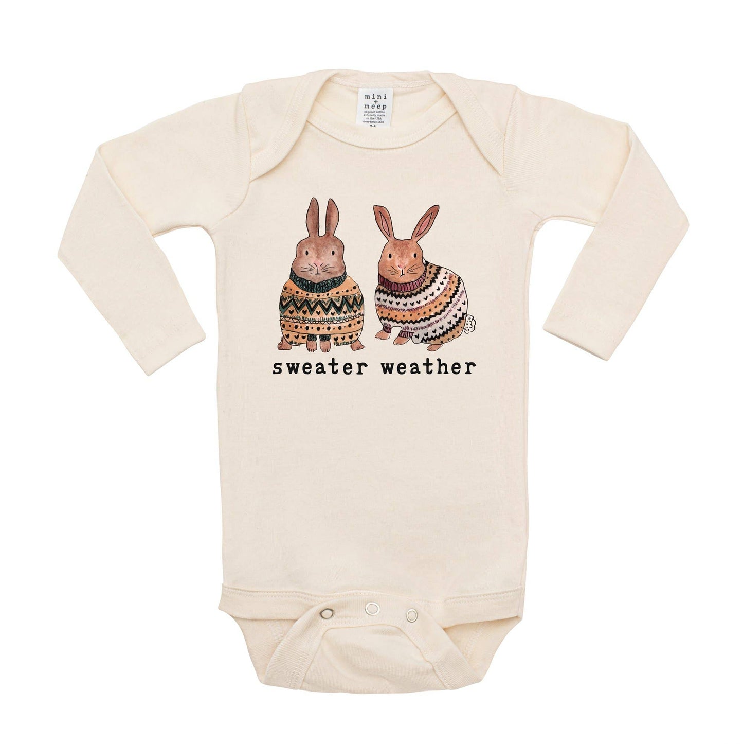 Mini + Meep - USA Made - Sweater Weather | Organic Unbleached Snappie, Long Sleeve