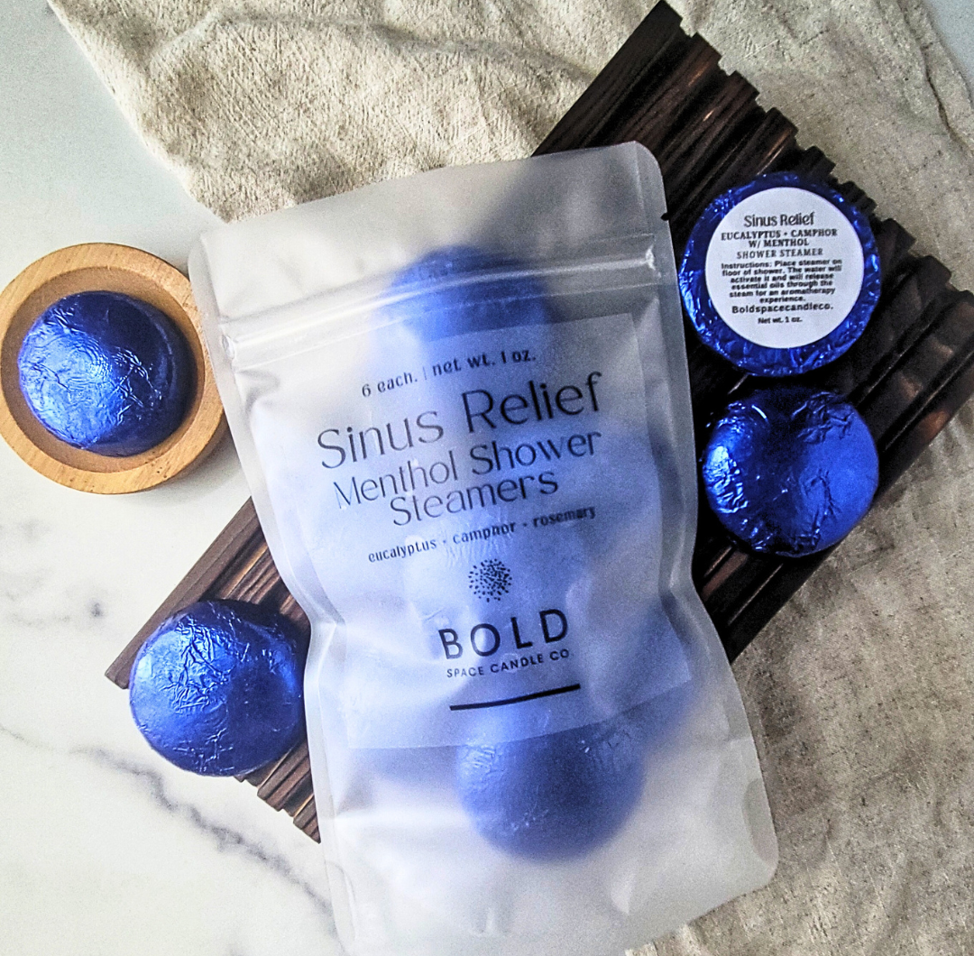 Bold Space Candle Co. Sinus Relief Shower Steamer – Eucalyptus & Rosemary- 6 pack