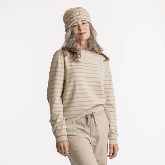 Maggies Organics - Organic Cotton - Chunky Beanie: Pearl Stripe / One Size