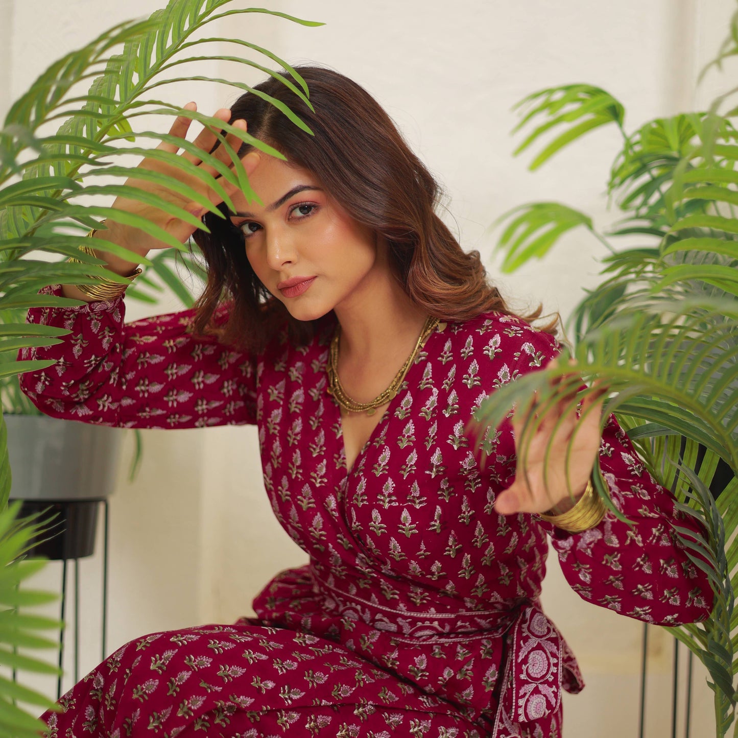 Block Printed Wrap Dress (Neesha): S