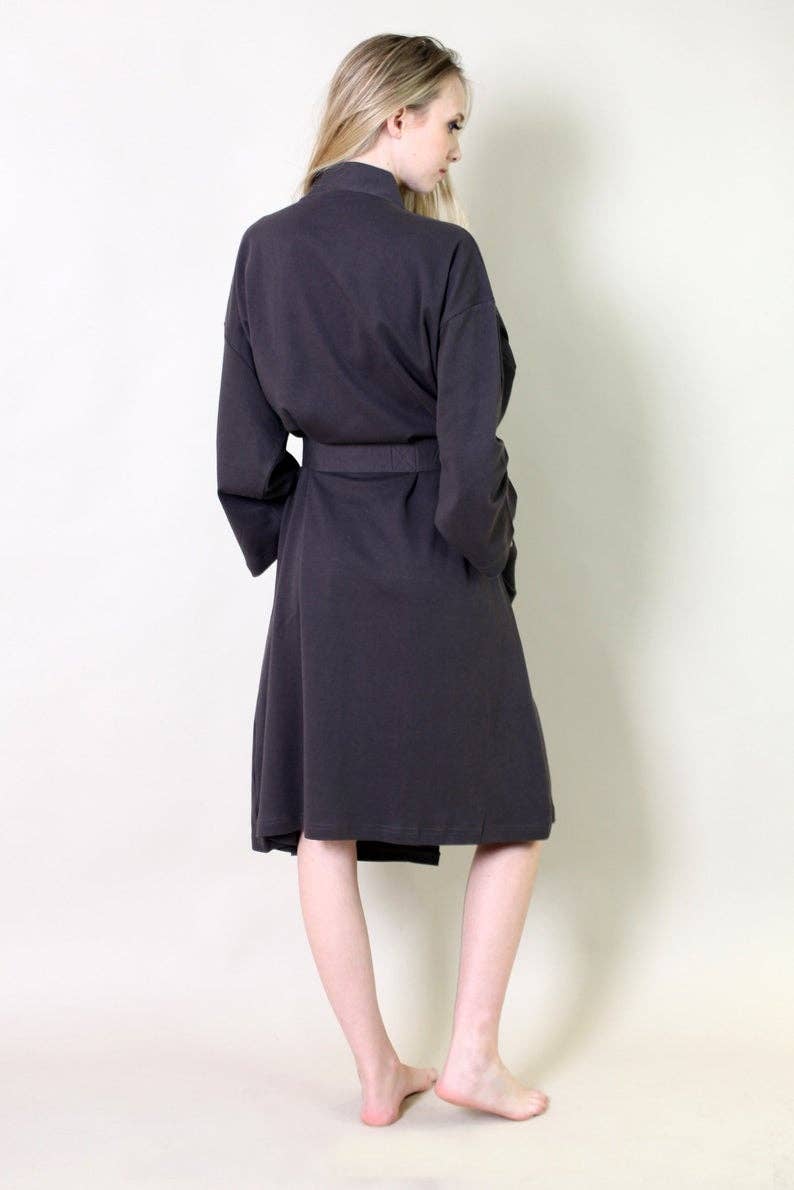 Viverano Organics - Women's Organic Cotton Bathrobe & Spa Robe: Navy