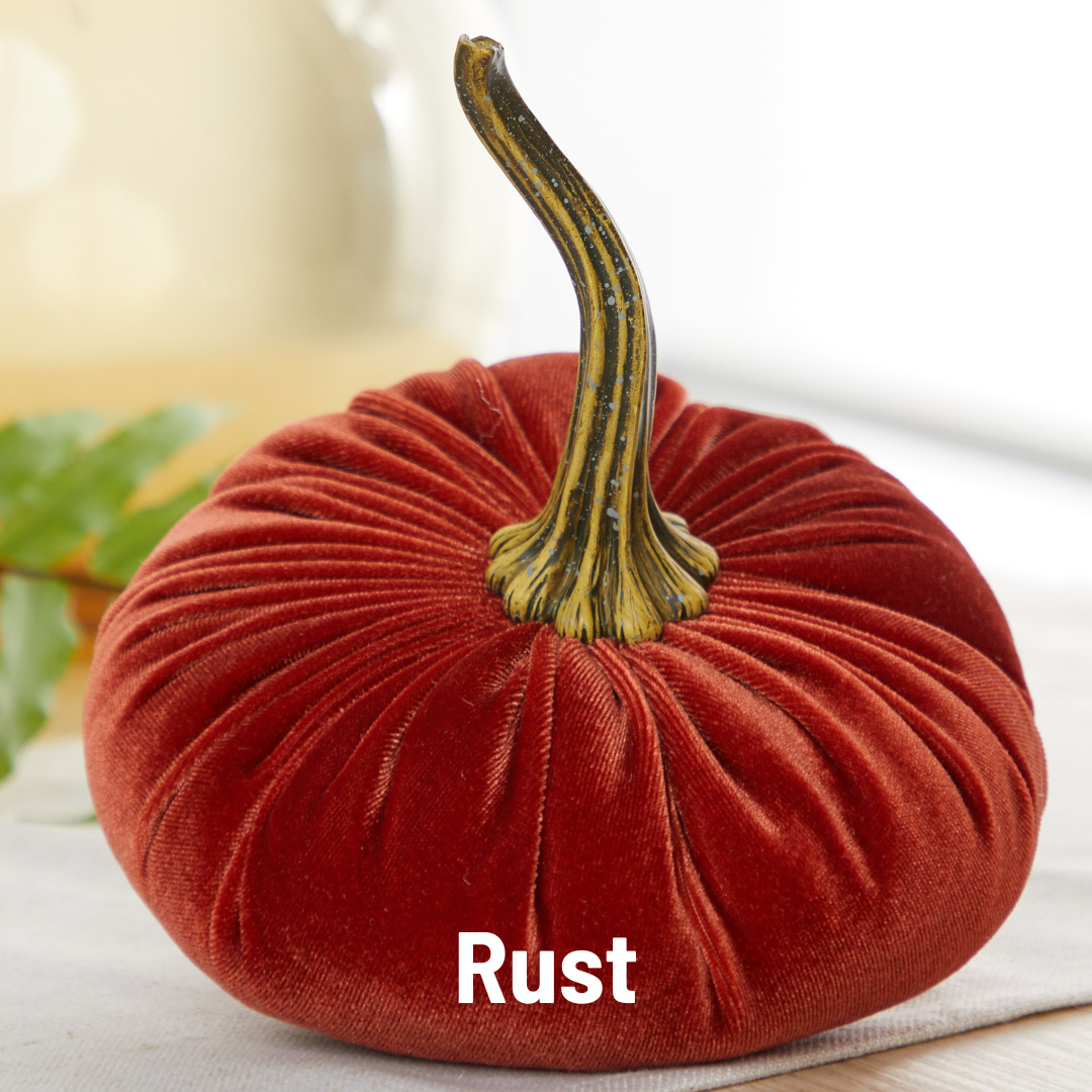 Your Heart's Content - USA Made - Pumpkin Large Velvet, Fall Deco Luxe Burnt Orange