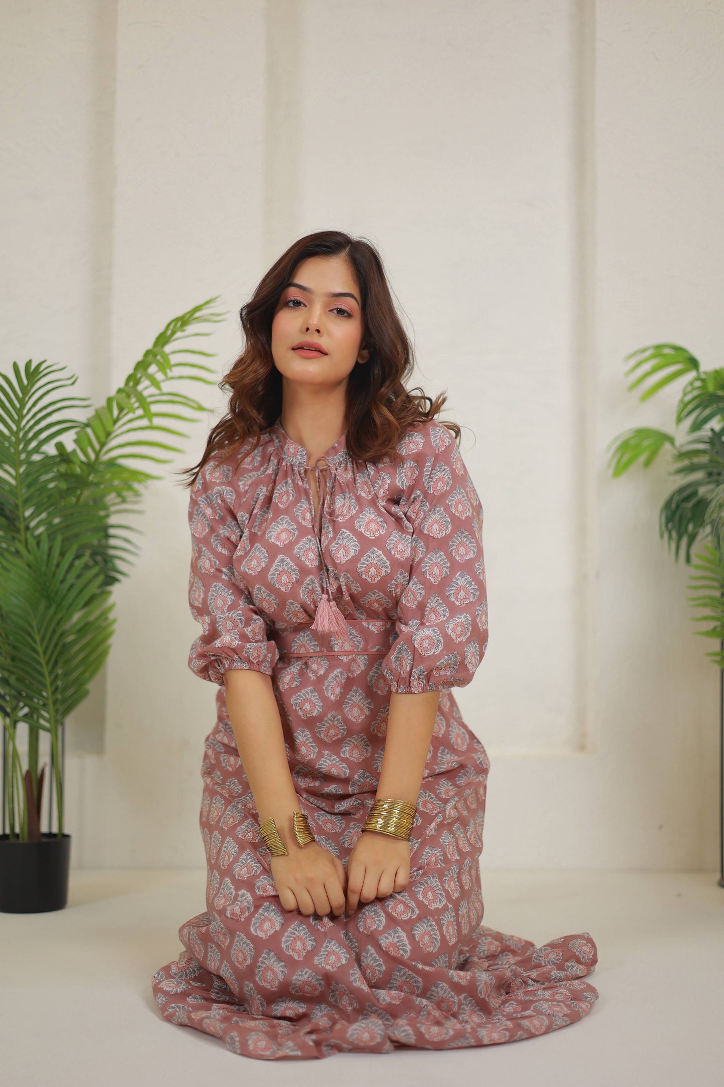 Block Printed Cotton Dress (Kaishori): L