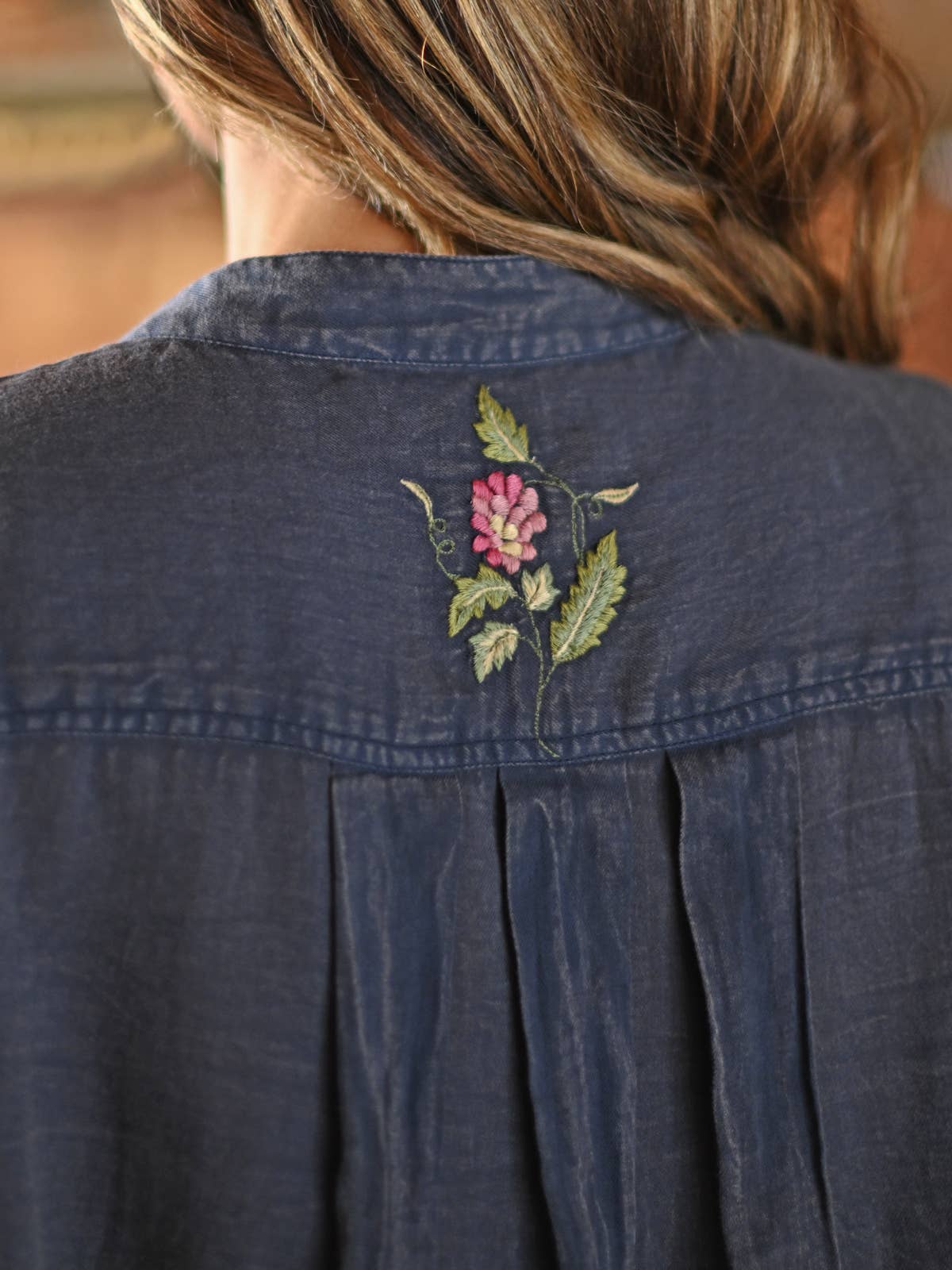 April Cornell - Sunwashed Artist Smock - Charcoal/Blue