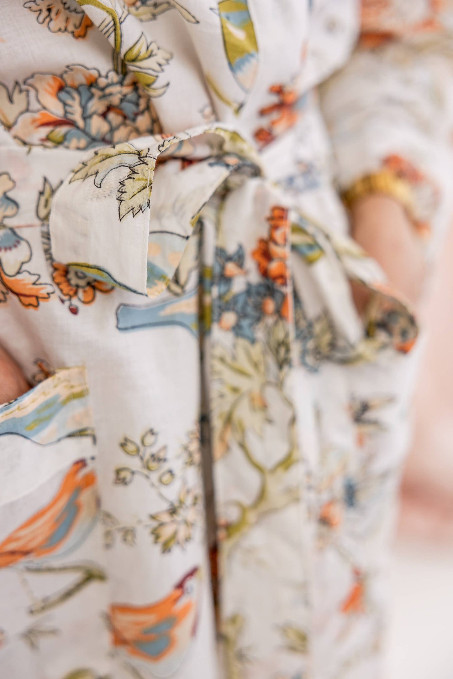 Rehab's Rope - Fights Human Trafficking - Birds of Paradise Cotton Robe Knee Length - Fights Human Trafficking
