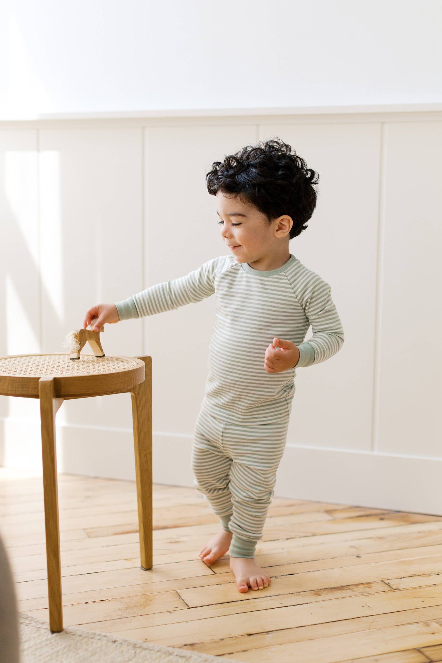 Colored Organics - 2 Piece Long Sleeve Jammie Set - Stripe Collection: Mist Stripe
