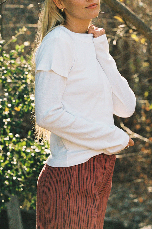 LA Relaxed - Organic Cotton Vintage Slub Long Sleeve: White