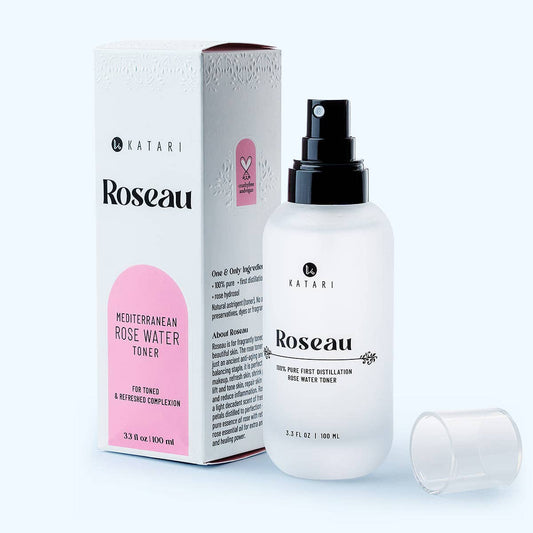 Katari Beauty. - Roseau Pure Vapor Distilled Rose Oil Water Facial Toner: 3.3 oz w/spray