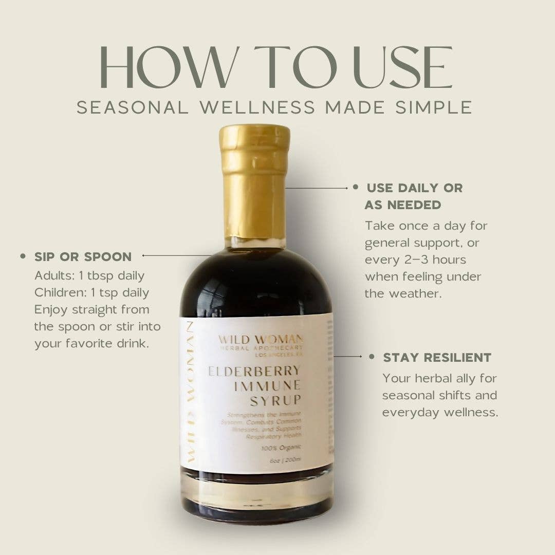 Wild Woman Herbal Apothecary - Elderberry Immune Syrup | Cold, Cough & Flu Seasonal Support