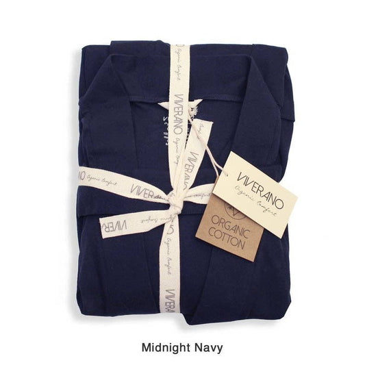 Viverano Organics - Women's Organic Cotton Bathrobe & Spa Robe: Navy