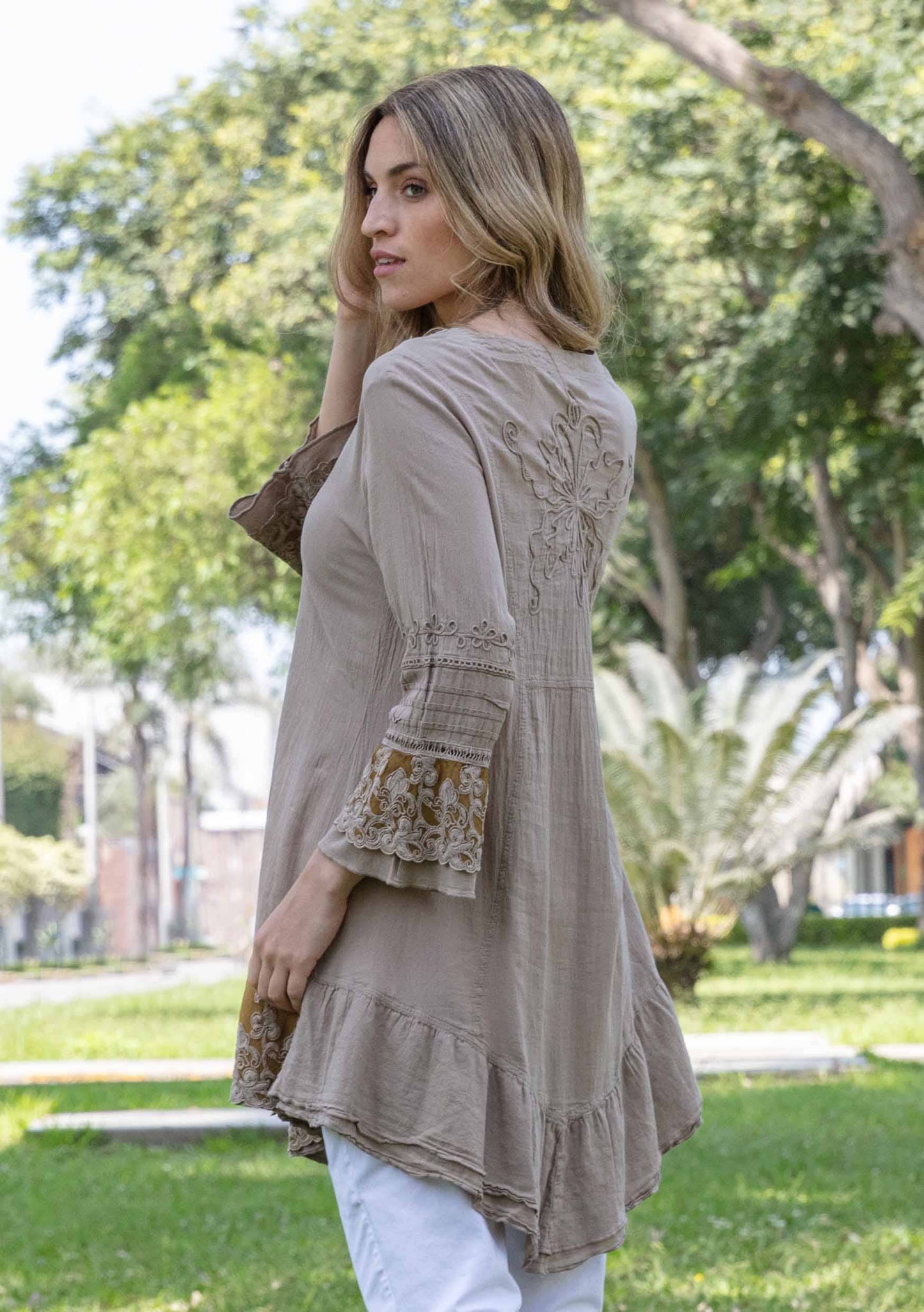 Kristell Cotton Tunic: Taupe / S