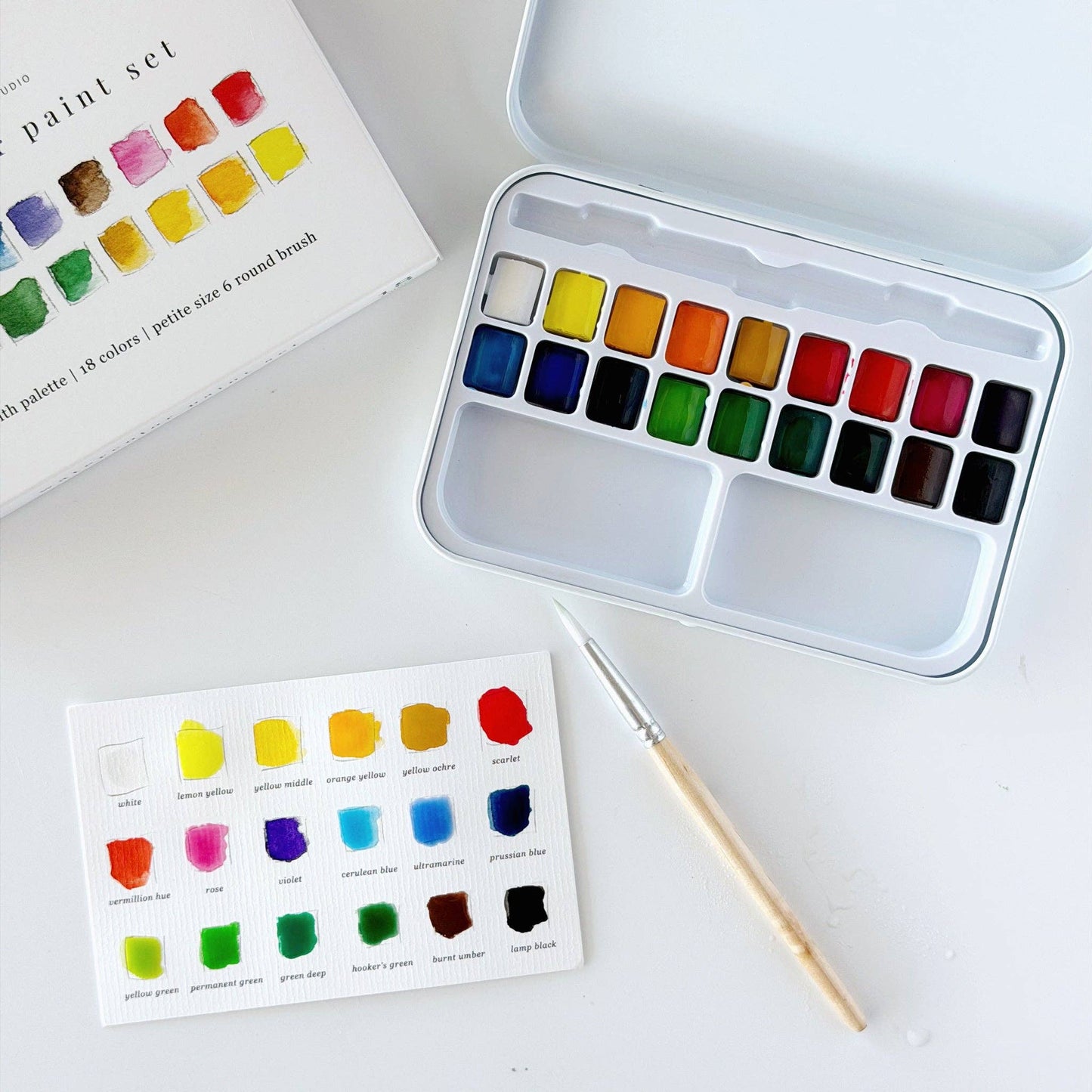 Emily Lex - Watercolor paint set 18 colors with brush