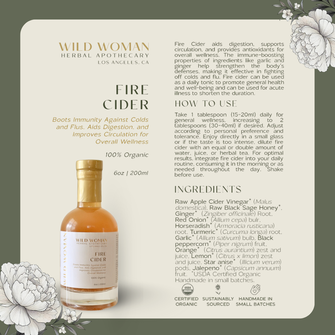 Wild Woman Herbal Apothecary - Fire Cider | Immunity, Digestion, Circulation | Cold & Flu