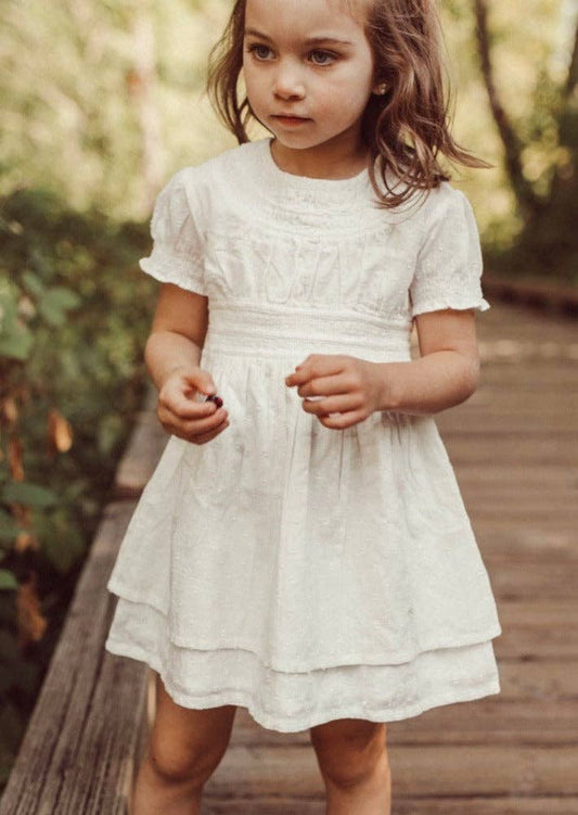 Le Petit Lapin - Willow | Swiss Dot Cotton Dress | Antique Ivory: 18M