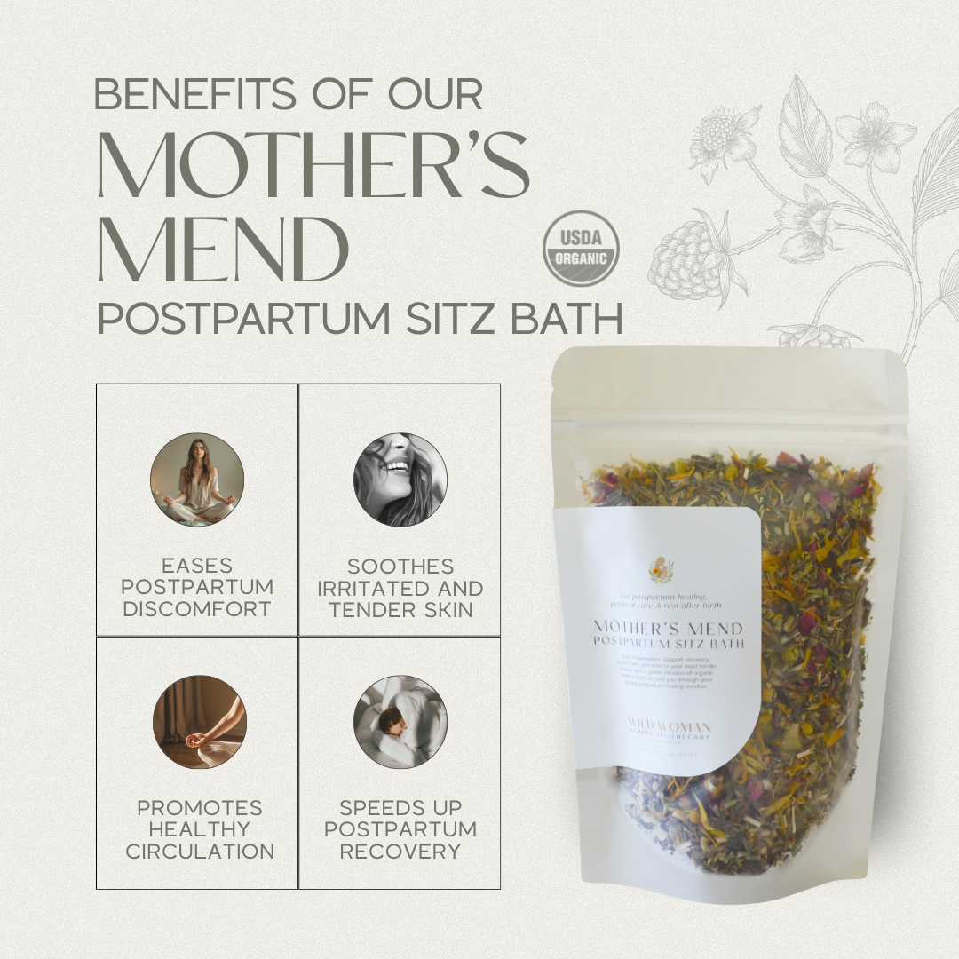 Wild Woman Herbal Apothecary - Mother’s Mend | Postpartum Sitz Bath & Peri Bottle Herbs