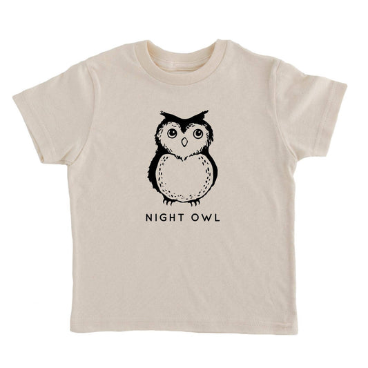 Nature Supply Co. Night Owl T shirt | Kids Graphic Tee Organic Cotton - Cream