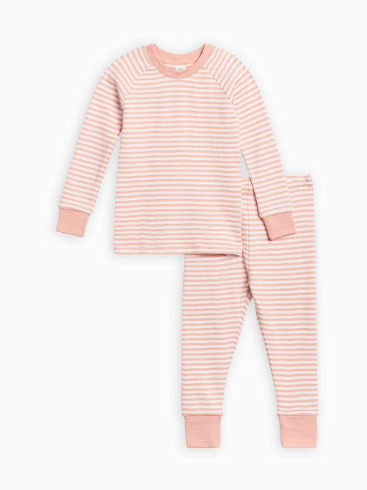 Colored Organics: Organic Baby & Kids Long Sleeve Jammies - Blush Stripe