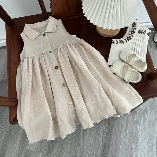 Annie & Charles® organic linen dress ROSALIE: 7-8Y