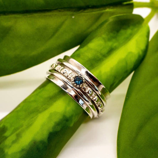 Sterling Silver 3 Stone Spinner Ring - SSR058